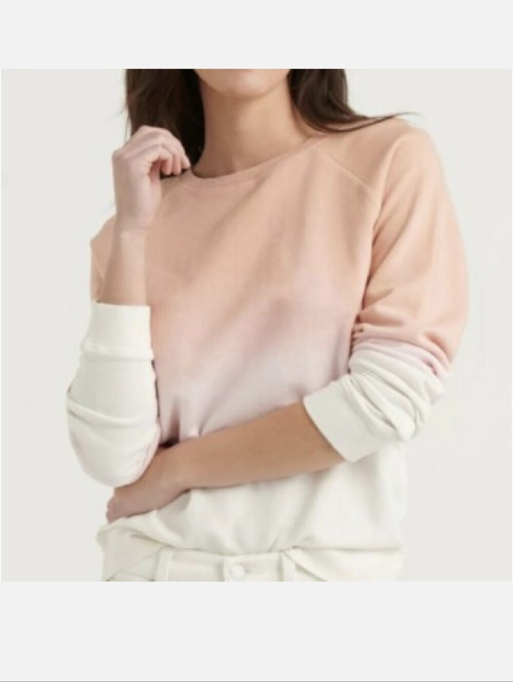 Lucky Brand Peach-to-Cream Ombre Crewneck Sweater